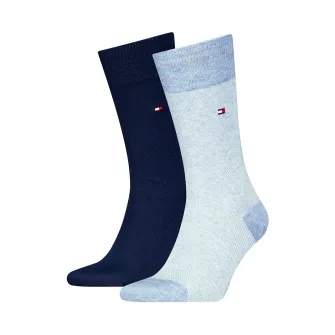Tommy Hilfiger, Set de sosete lungi uni - 2 perechi, Albastru glaciar, Bleumarin, 39-42
