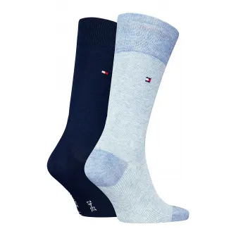 Tommy Hilfiger, Set de sosete lungi uni - 2 perechi, Albastru glaciar, Bleumarin, 39-42