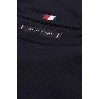 Tommy Hilfiger, Tricou de bumbac organic cu logo brodat, Bleumarin inchis, S