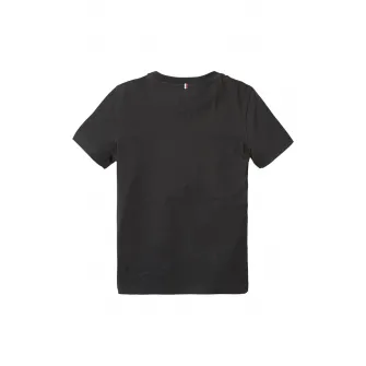 Tommy Hilfiger, Tricou din bumbac organic cu decolteu la baza gatului, Negru, 128 CM