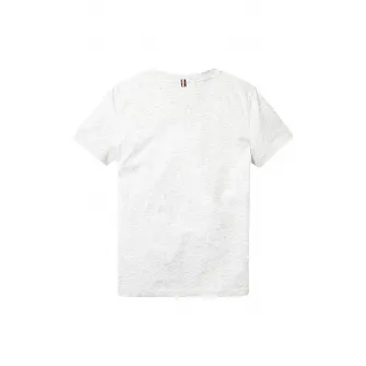 Tommy Hilfiger, Tricou din bumbac organic cu decolteu la baza gatului, Gri deschis melange, 116 CM