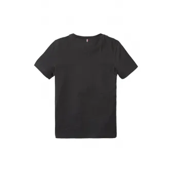 Tommy Hilfiger, Tricou din bumbac organic cu decolteu la baza gatului, Negru, 110 CM