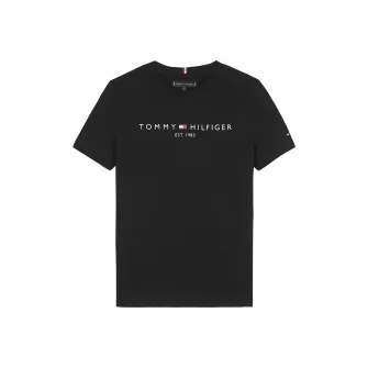 Tommy Hilfiger, Tricou din bumbac organic, Negru, 110 CM