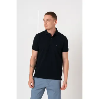 Tommy Hilfiger, Tricou polo din amestec de bumbac organic, Bleumarin, S