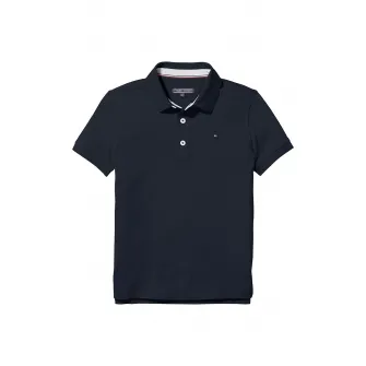 Tommy Hilfiger, Tricou polo din amestec de bumbac organic, Bleumarin inchis, 122 CM