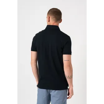 Tommy Hilfiger, Tricou polo din amestec de bumbac organic, Bleumarin, S