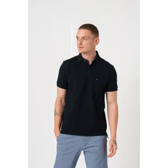 Tommy Hilfiger, Tricou polo din amestec de bumbac organic, Bleumarin, S