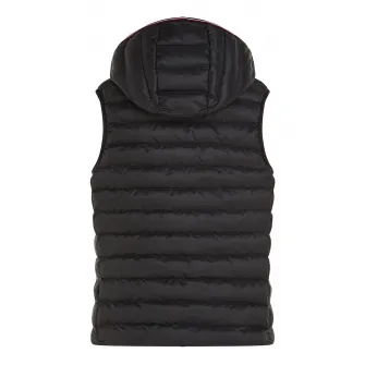 Tommy Hilfiger, Vesta usoara matlasata cu gluga, Negru, XS
