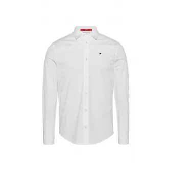 Tommy Jeans, Camasa slim fit cu broderie logo, Alb optic, 2XL