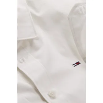 Tommy Jeans, Camasa slim fit cu broderie logo, Alb optic, 2XL