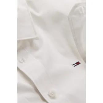 Tommy Jeans, Camasa slim fit cu broderie logo, Alb optic, XL