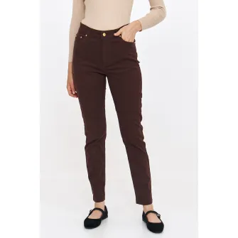 Top Secret, Blugi slim fit cu talie inalta, Maro, 34