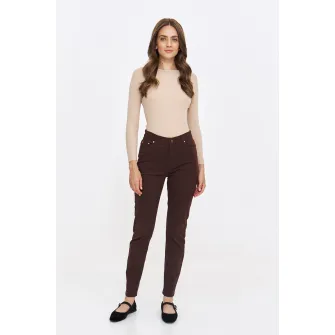 Top Secret, Blugi slim fit cu talie inalta, Maro, 34