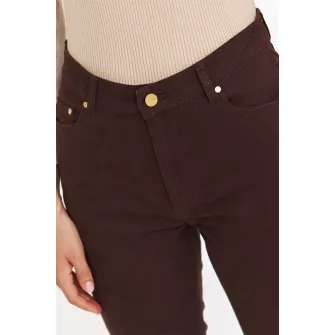 Top Secret, Blugi slim fit cu talie inalta, Maro, 34