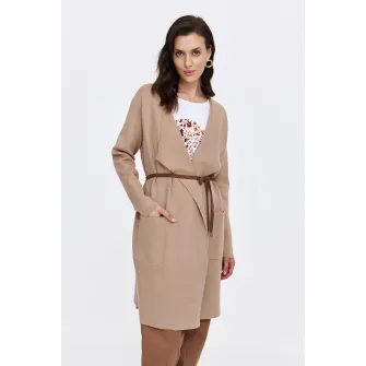 Top Secret,Cardigan fara inchidere cu buzunare, Bej, 42