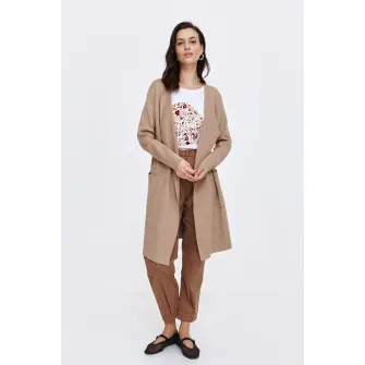 Top Secret,Cardigan fara inchidere cu buzunare, Bej, 42