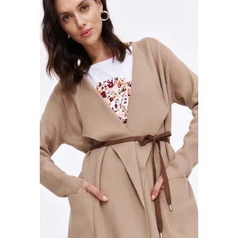 Top Secret,Cardigan fara inchidere cu buzunare, Bej, 42