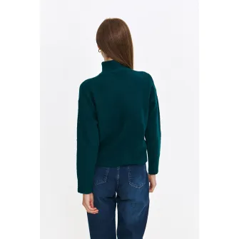 Top Secret, Pulover cu terminatii striate, Verde marin, 40