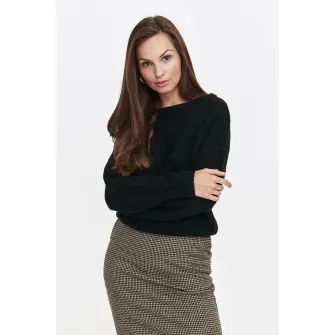 Top Secret, Pulover uni cu nasturi decorativi, Negru, 36