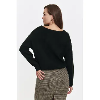 Top Secret, Pulover uni cu nasturi decorativi, Negru, 36