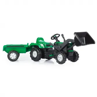 Tractor Dolu cu pedale, remorca si cupa, verde