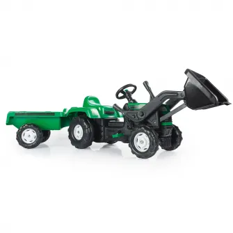 Tractor Dolu cu pedale, remorca si cupa, verde