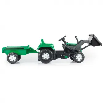 Tractor Dolu cu pedale, remorca si cupa, verde