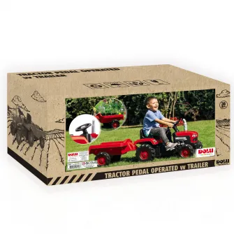 Tractor Dolu cu pedale si remorca, rosu