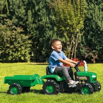 Tractor Dolu cu pedale si remorca, verde