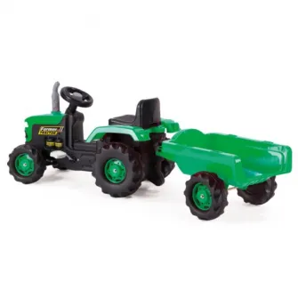 Tractor Dolu cu pedale si remorca, verde