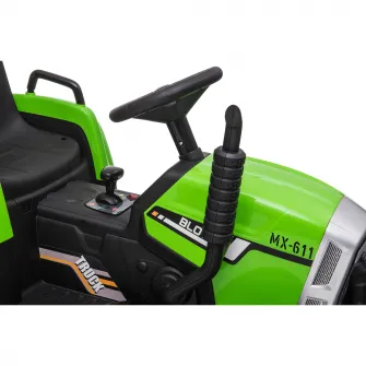 Tractor electric cu remorca Mappy - Farm MX 611, verde/negru
