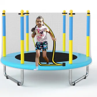 Trambulina Mappy, pentru copii, cu plasa de protectie exterioara, 150 cm, Albastru