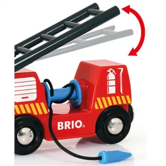 Tren din lemn Brio - Rescue Firefighter, Pompieri