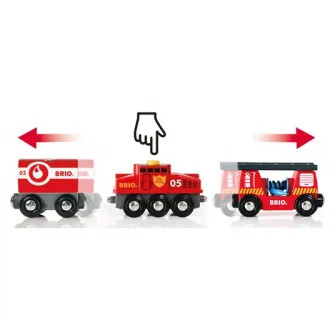 Tren din lemn Brio - Rescue Firefighter, Pompieri
