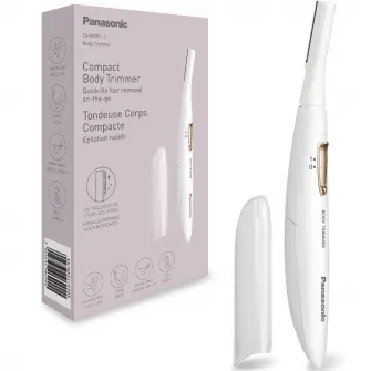 Trimmer compact si portabil pentru corp Panasonic ES-WR51, cap pivotant flexibil si delicat cu pielea, lame otel inoxidabil si rotunjite pe margini, roz