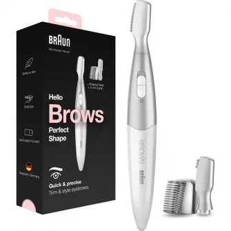 Прецизионный триммер для бровей Braun FG1106, зарядка аккумулятора, белый/серебристый