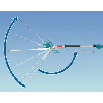 Trimmer/foarfeca de tuns gard viu la inaltime pe acumulator Makita DUN500WZ,18 V,motor fara perii,lungime lama 50 cm,diametru maxim taiere 23.5 mm,3 trepte de viteza,lama pliabila si reglabila in 6 pozitii,fara incarcator si acumulator in setul de livrare