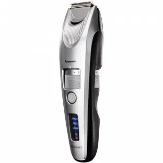 Trimmer Panasonic ER-SB60-S803, lavabil, motor liniar de mare viteza, 1-10mm, 19 de trepte, accesoriu pentru finisare precisa, Li-ion, Argintiu, Argintiu
