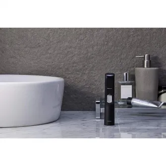 Trimmer pentru nas si urechi Panasonic ER-GN300-K503, Baterii, Wet  Dry, Lavabil, Negru/Argintiu