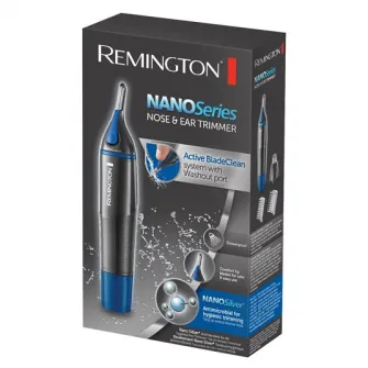 Trimmer pentru nas si urechi Remington Nano Series NE3850, 2 capete, trimmer rotativ, varfuri rotunjite, Negru