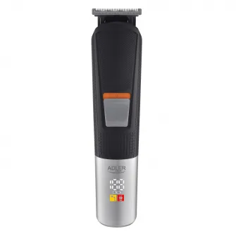 Trimmer pentru nas/urechi/par/barba/mustata, 5in1, Adler, AD2943, 4 bucati de capace, 90 min, Afisaj LCD, Argintiu/Negru