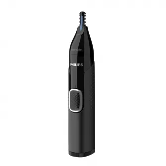 Philips NT5650/16 Триммер для носа/ушей, аккумулятор, моющийся, для влажного и сухого использования, технология Precision Trim, нержавеющая сталь, гребень для бровей, 2 гребня 3–5 мм, черный