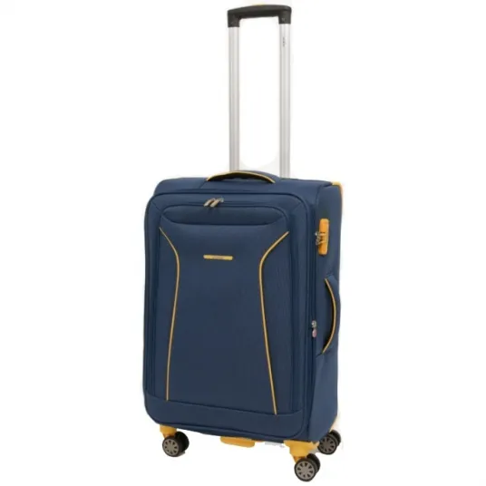 Troler Lamonza Cruise, 68x41x26 cm, 3 kg, expandabil 30%, bleumarin/galben