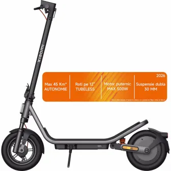 Trotineta electrica Xiaomi Electric Scooter 6, putere motor 400W, autonomie max. 45km, viteza maxima 25 Km/h, Greutate Max. 120kg, Roti 12