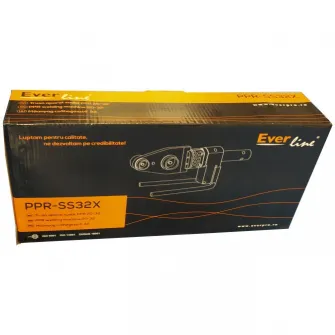Trusa lipit tevi PPR Everline PPR-SS32X, 800 W, 220 V, 270°C termostat automat, 20/25/32 mm bacuri sudura coperite cu teflon