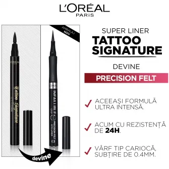 Tus lichid tip carioca LOreal Paris Infaillible 30H Grip Precision Felt 01 Black, 4 ml