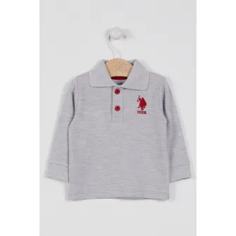 U.S. Polo Assn., Bluza polo cu logo, Gri melange, 68-74 CM