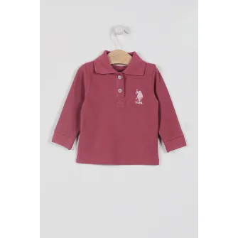 U.S. Polo Assn., Bluza polo cu logo, Roz zmeuriu, 68-74 CM