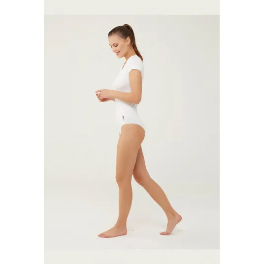 U.S. Polo Assn., Body cu decolteu la baza gatului, Alb, 44