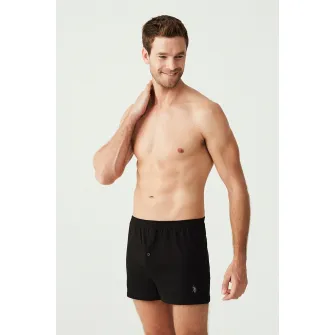 U.S. Polo Assn., Boxeri din bumbac cu talie medie, Negru, XL